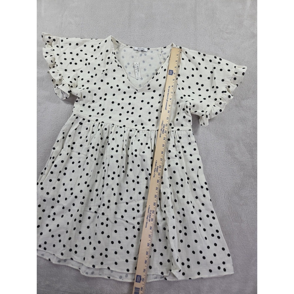 Madewell Dress Size Medium Lightspun Ruffle Sleeve Babydoll Polka Dot Toss - Picture 6 of 9
